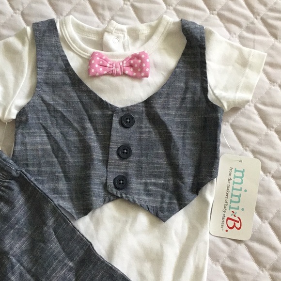 Mini B | Baby Boy Bowtie Vest Pants Outfit | Size 9 months - Picture 2 of 4